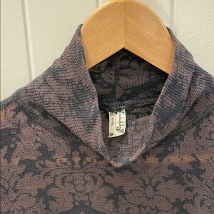 Free People Sheer Turtle Neck in Black and Brown